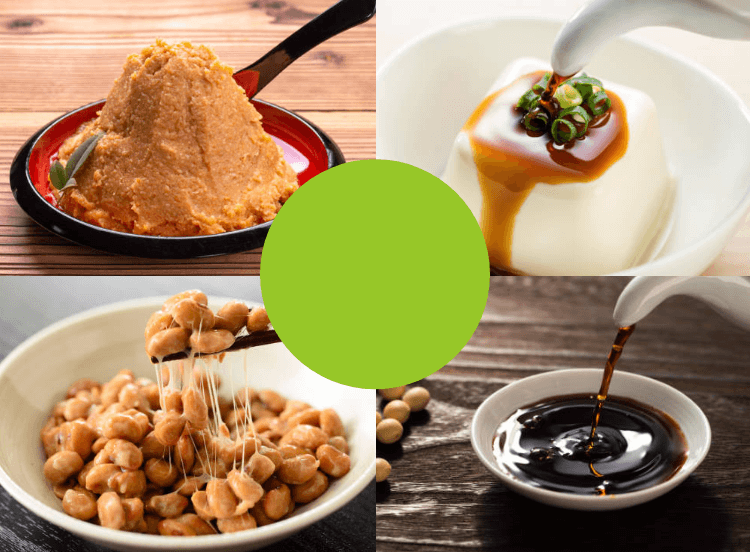 A variety of foods made from soy that are good for the body