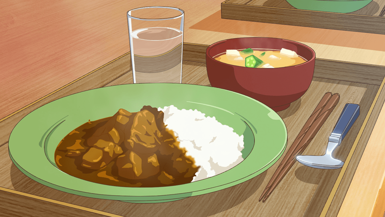 大喜びカレーとオクラと豆腐のおみそ汁